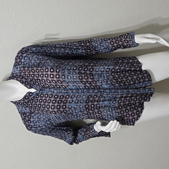 Free People Caravan Printed Blue Tunic Shirt Dize XS - Picture 4 of 9